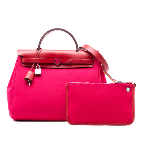 Pre-Loved Hermes Toile Herbag Zip 31 Laque - Picture 8 of 8